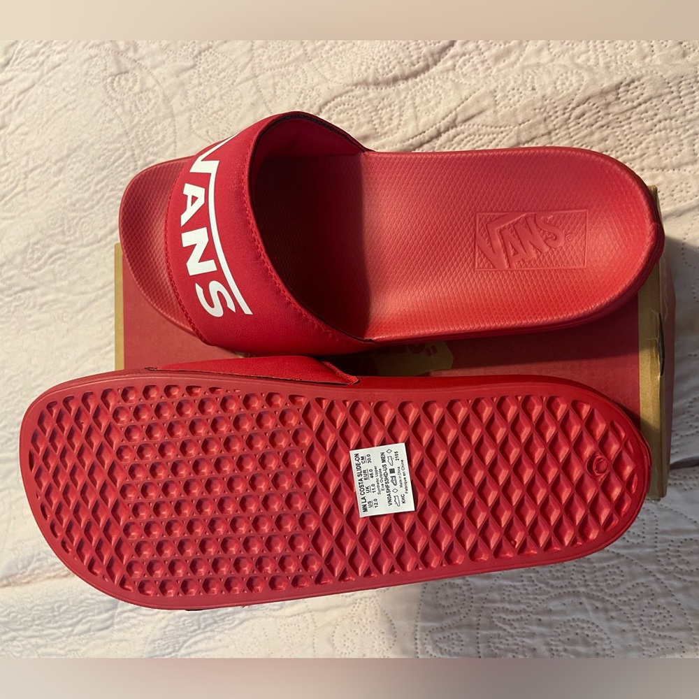 Red Vans slides la costa slide-on Vn0a5hf53hd men’s 12